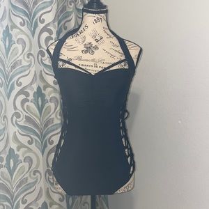 Black One Piece Bathing Suit Sz M